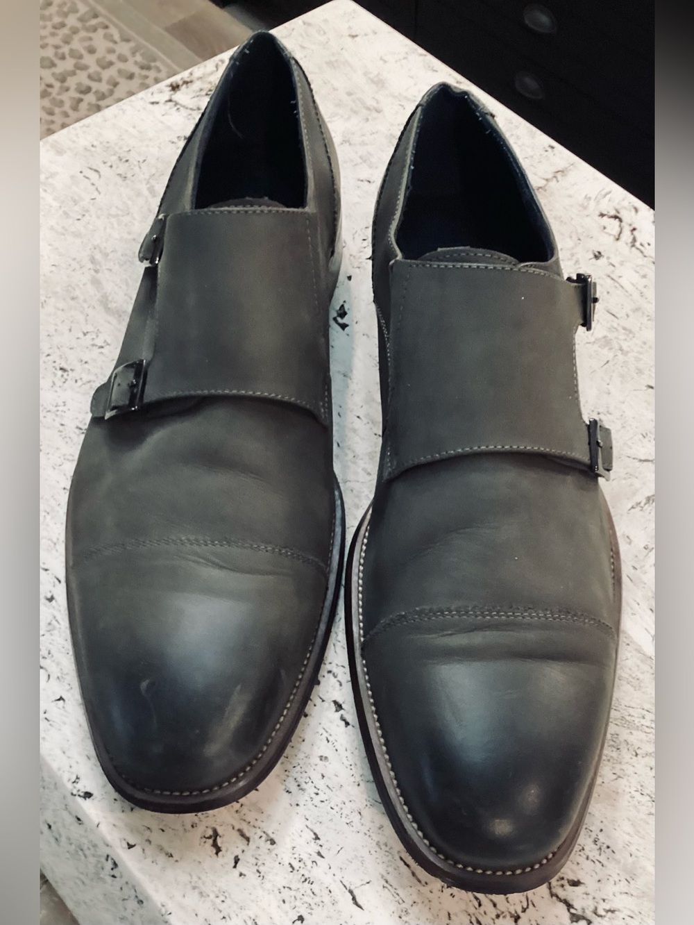 Steve Madden Grey Double Monk Strap Cap Toe Oxfords Size 11.5
